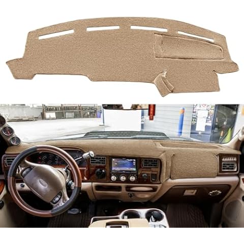 Yiz Dashboard Cover Dash Cover Mat Pad Carpet Custom Fit for Ford F250 F350 F450 Super Duty 1999 2000 2001 2002 2003 2004 / Ford Excursion 2000-2005 (Beige) Y72 Cover
