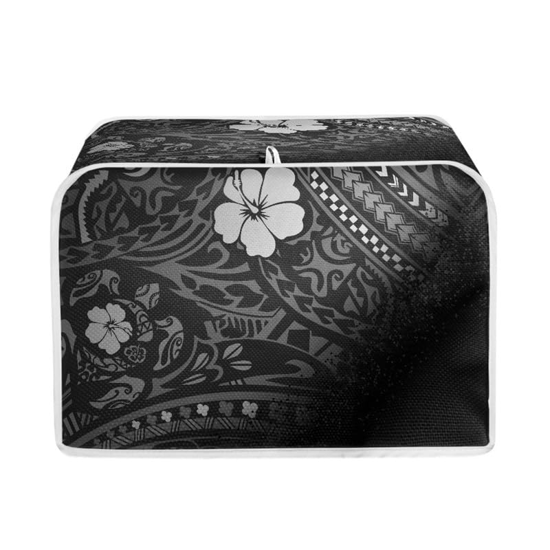 Daulesho Black Gradient Hibiscus 2&4-Slice Toaster Cover, Hawaii Island Style Print Toaster Cover Bohemia Stripes Tribal Small Kitchen Appliance Bread Maker