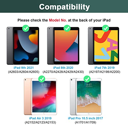 Image of SOPPY Bluetooth Keyboard Case with Mouse for iPad 9th Gen 2021, 8th Gen 2020, 7th Gen 2019 10.2 inch, Air 3 & Pro 10.5 inch, Detachable Wireless Keyboard, Slim Protective Cover, Rechargeable, Dark Green