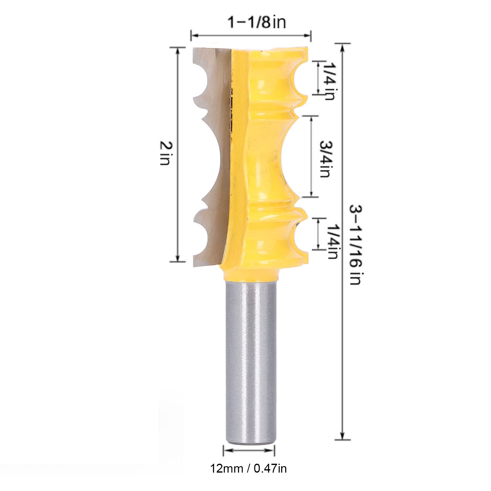 Fresa para madera en forma de T, Broca enrutadora for moldura de riel silla corona, hoja aleación acero al carbono 1-1/8 pulgadas y 2, madera blanda dura