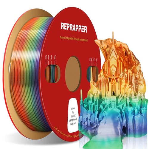 Image of RepRapper Magic Rainbow PLA Filament, Shiny Multicolor Silk PLA 1.75 mm Filament (+-0.03 mm), Sparkle Fast Change Multi-color1 kg 3D Printer Filament for 3D Printer
