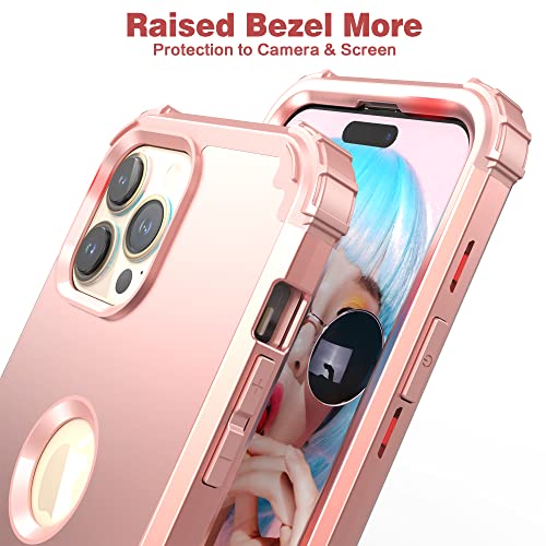 Idweel Iphone 14 Pro Max Case, Iphone 14 Pro Max With Screen Protector For Women, 3 In 1 Shockproof Slim Fit Hybrid Heavy Duty Hard Pc Cover Soft Silicone Bumper Full Body Case,Rose Gold #TOP3