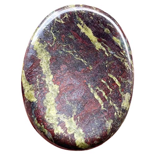 Fekuar Natural Dragon Bloodstone Crystal Thumb Worry Stone, Hand Carved Healing Crystal Pocket Stones for Anxiety Stress Relief Meditation, Oval Shaped