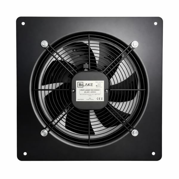 Bilake Extractor Helicoidal Empotrable Ø400 mm | 3980 m³/h - 180W | Ventilador Industrial de Pared en Acero IPX4