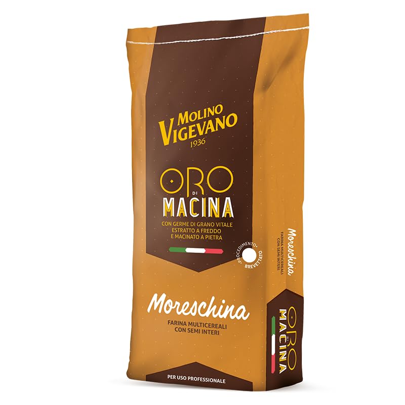 Molino Vigevano Moreschina Miscela Multicereale con Germe di Grano Vitale e Semi Naturali - Tipo 1 Integrale ai Cereali Antichi - Ideale per Pane, Pizza, Focaccia, Biscotti e Dolci Artigianali - 10KG