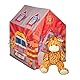 Relaxdays Feuerwehr Kinderzelt, großes Kinderspielzelt für Jungen, fürs Kinderzimmer, ab 3 Jahren, 103 x 71 x 94 cm, rot