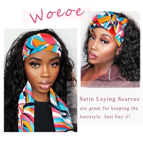 Woeoe African Lace Head Edge Wrap Colorful Pattern Satin Edge Laying Scarves Soft Long Silk Wig Scarf for Women and Girls(Pack of 3)…4