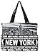Robin Ruth New York Skyline Canvas Tote Shoulder Bag, Black, One Size