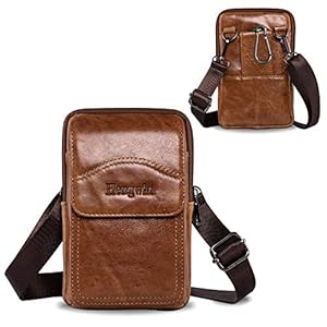 Hengwin Echt Leer Riemtas Heren voor iPhone 16 15 14 13 12 Pro MAX, 16 Plus, Heuptasje Telefoontas Galaxy S25 S24 S23 Ultra S25+ Klein Tasje voor Telefoon en Portemonnee with Riemclip and Riemlus