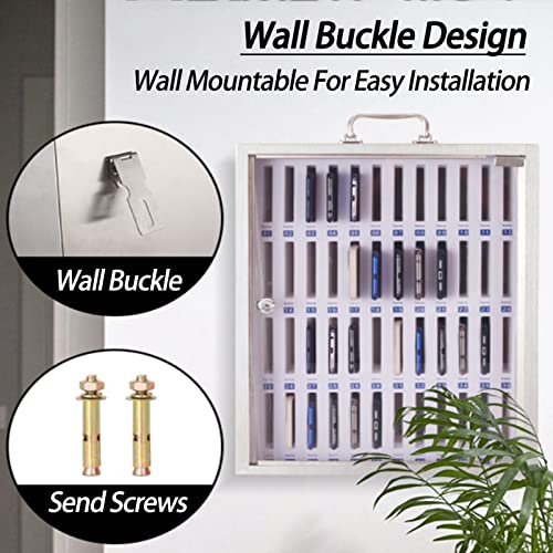 Image of Wall-Mounted Lockable Mobile Phone Storage Box with Handle - 12-Slot Safe Deposit Case for Office /Classroom Staff - Secure Cell Phone,48slots
