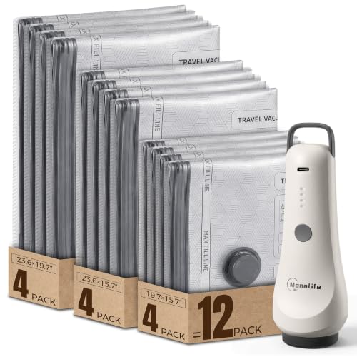 Monalife Travel Vacuum Bags with Electric Pump,80% Space Saver,12-Pack - image 1