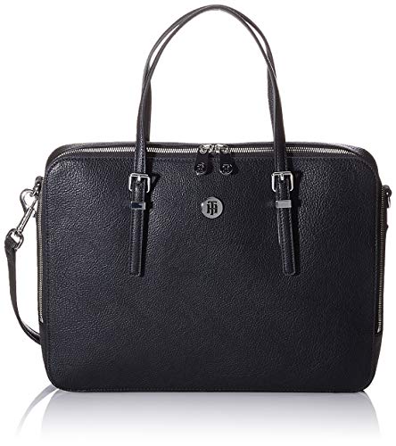 Preisvergleich Produktbild Tommy Hilfiger Damen Honey Computer Bag Umhängetasche, Schwarz (Black), 28x37x6cm