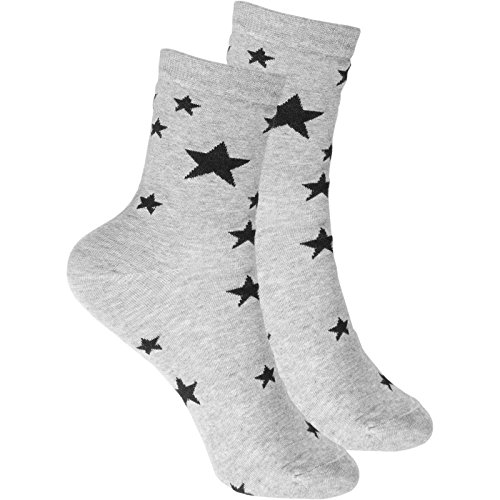 Preisvergleich Produktbild cosey 4 Paar Damensocken - Sterne - Grau