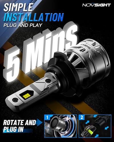Image of NOVSIGHT H10 Fog Light Bulbs - 6500K White 60W 13000LM Bright 9145 9140 9045 9040 Fog Lights, Plug and Play Fast Cooling Fog Light Bulbs Replacement, IP68 Waterproof, Pack of 2