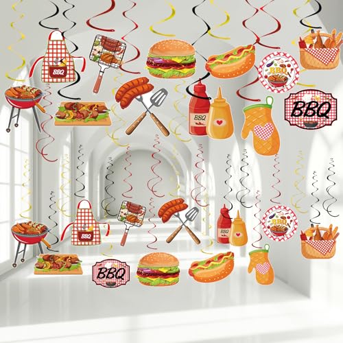 58 PCS Summer Picnic Party Hanging Decoration BBQ Party Decorations BBQ Picnic Birthday Hanging Swirl for Kids Summer Picnic Holidays Birthday Carnival Party Supplies