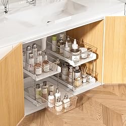 ESSENTIALS STORAGE PREFERRED: The multi-purpose organizer storage is a good helper to keep your vanity or bathroom countertop tidy. It can also be used as under sink organizer, kitchen organization, pantry organizer, refrigerator storage, cabinet sto...