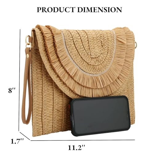 Image of Gets Straw Clutch Purse for Women, Woven Beach Bag Summer Corssbody Purse Small Rattan Shoulder Bag for Travel | Hand-woven