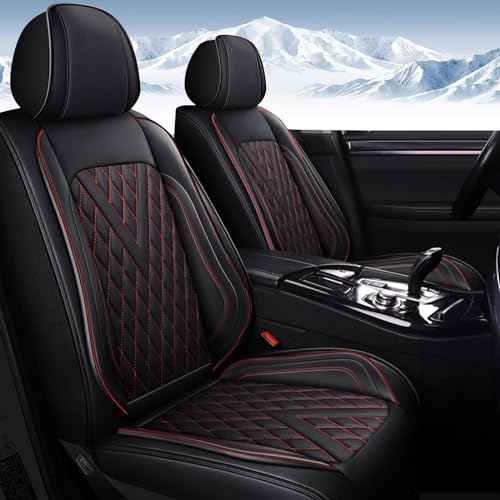 IKABEVEM Full Set Car Seat Covers Fit for Mitsubishi Outlander Sport 2011-2024 Faux Leather Seat Cushion 2 Rows 5 Seats Waterproof Anti-Slip Automotive Interior Accessories (Red Line)