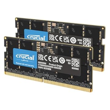 Crucial Kit RAM 64 GB (2 x 32 GB) DDR5 5600 MHz (ou 5200 MHz ou 4800 MHz) Memória para laptop CT2K32G56C46S5