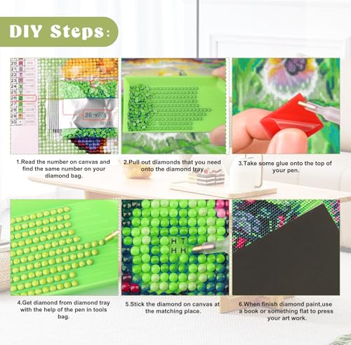 Image of QENSPE 5D Diamond Art Mystic Book Shelf,DIY Round Full Drill Diamond Painting Kits for Beginners,Vase & Skull Diamond Dots for Adults,Home Wall Decor & Gift Perfect for Relaxation 12x16 inch