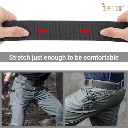 JASGOOD 2 Pack Men Belt Military Tactical Stretch Nylon Belt for Pants Webbing Belt for Hiking Hunting2