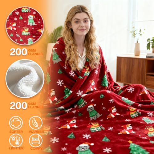 Image of Electric Blanket Heated Throw, Soft Flannel 50 inchx60 inch Plaid Heating Blanket with 8 Hours Auto Off 10 Fast Heating Levels Machine Washable Sherpa Heated Blanket with Overheating Protection