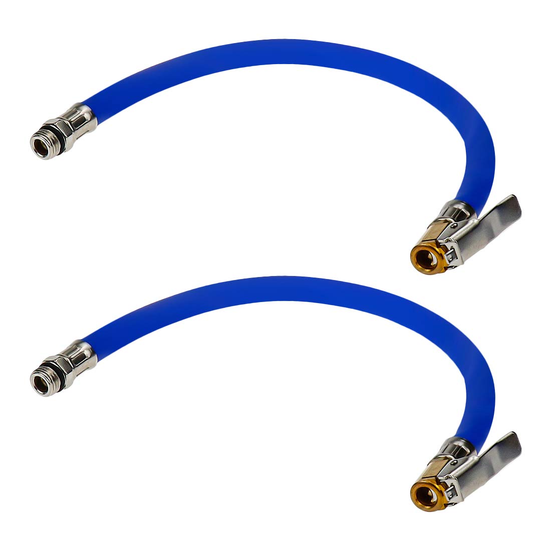 Modengzhe 2 Pcs Tire Inflator Rubber Hose with Copper Locking Air Chuck and Standard Tire Valve Fine Thread for Car Truck,Blue