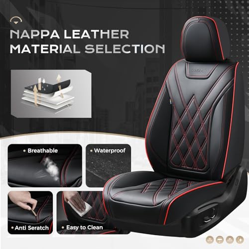 Image of Coverado Car Seat Covers, Front Covers for Cars, Car Seat Cover Front Seats, Car Seat Protector Waterproof, Leather Car Seat Cushion, Universal Interior Covers Seat Protectors for Most Cars Purple