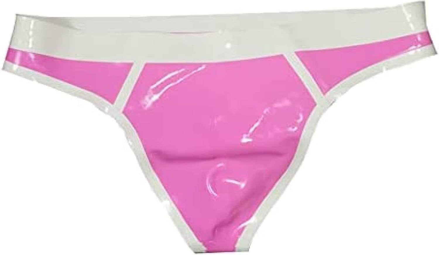 Men's Latex Briefs with Pink and White Trim Male Rubber Panties Thong Lingerie Handmade,Purple and White,XL