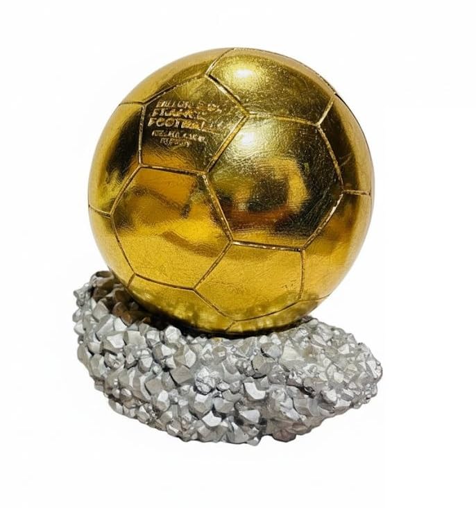 Golden Football Trophy Showpiece for Home & Office Decor | Metallic Award Style Football Figurine for Sports Lovers | Decorative Desk Display Gift Item for Boys Men and Football Fans Pack of 1-image-21