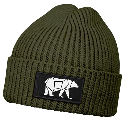 Bonnet tricoté homme anti-froid confortable avec motif ours pour l'extérieur
