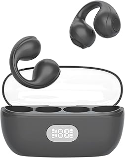 MuatCtarom Wireless Ear Clip Bone Conduction Headphones, Open Sport Bone Conduction Earbuds, Bluetooth 5.3 Bone Conduction Head Set, Mini Running Workout Painless Wearing Earring Earphone (Black)