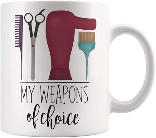 Miniatura 2 de Fonhark - Taza divertida - My Weapons of Choice (Hairdresser) - Para peluquería estilista peluqueros tazas peine secador cepillo tijeras, taza de