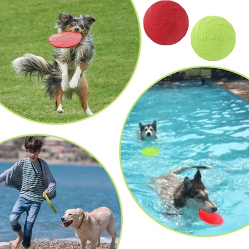 EEPLUYTY Frisbee Hund, 2er-Pack 18cm Hundefrisbee, Weiche Gummi-Frisbee, Geeignet Für Das Training Von Haustieren (Rot + Grün)