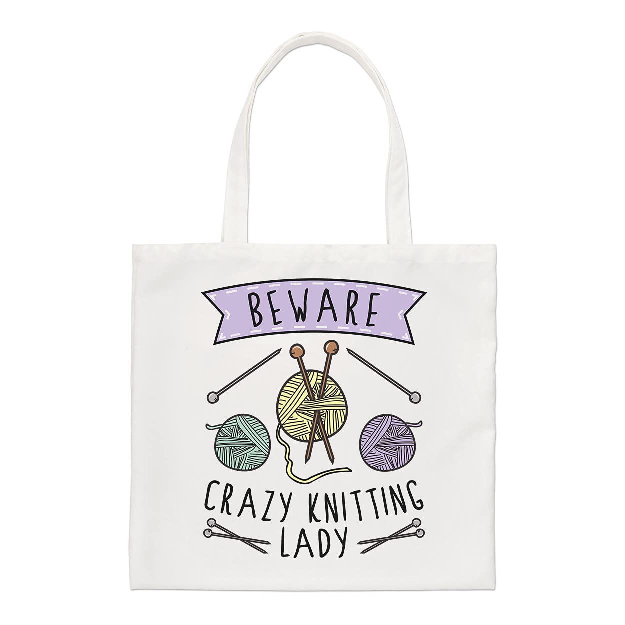 Beware Crazy Knitting Lady Regular Tote Bag Mum Mothers Day Girlfriend Shopper