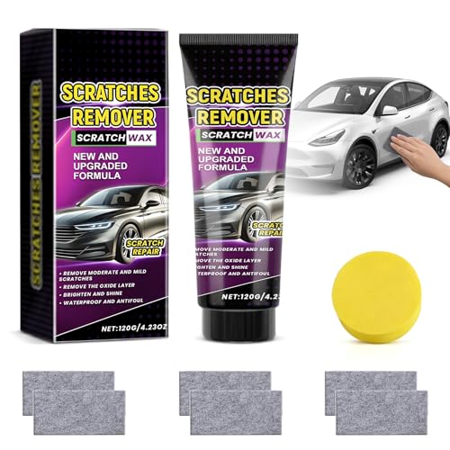 2026 Nuevo Kit Reparación Arañazos Coche con Paño Nano,Pasta 120g + 6 Paños,Reparador Arañazos Coche y Pulimento Coche Arañazos,Quita Arañazos Coche para Pintura,Cristal y Plástico
