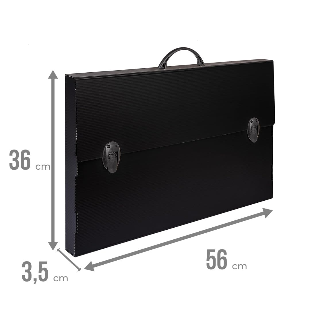 Pryma Valigetta Tecnica con Manico Nera 56x36x3,5 cm Porta Disegni Documenti