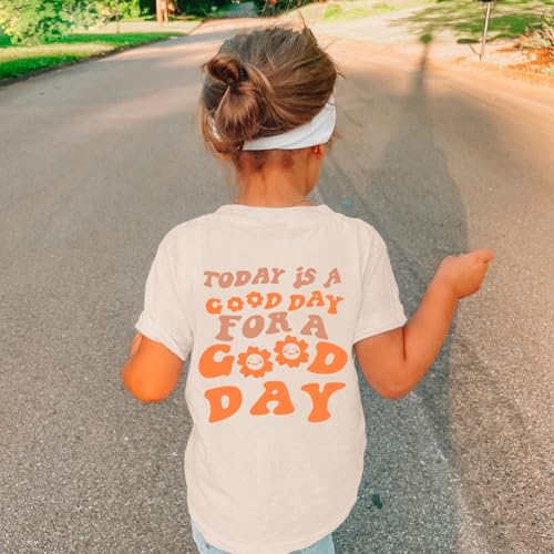 Girl's Graphic Tees Kids Cute Preppy Floral Inspirational Shirts Aesthetic Letter Slogan Loose Fit Casual Summer Tops3