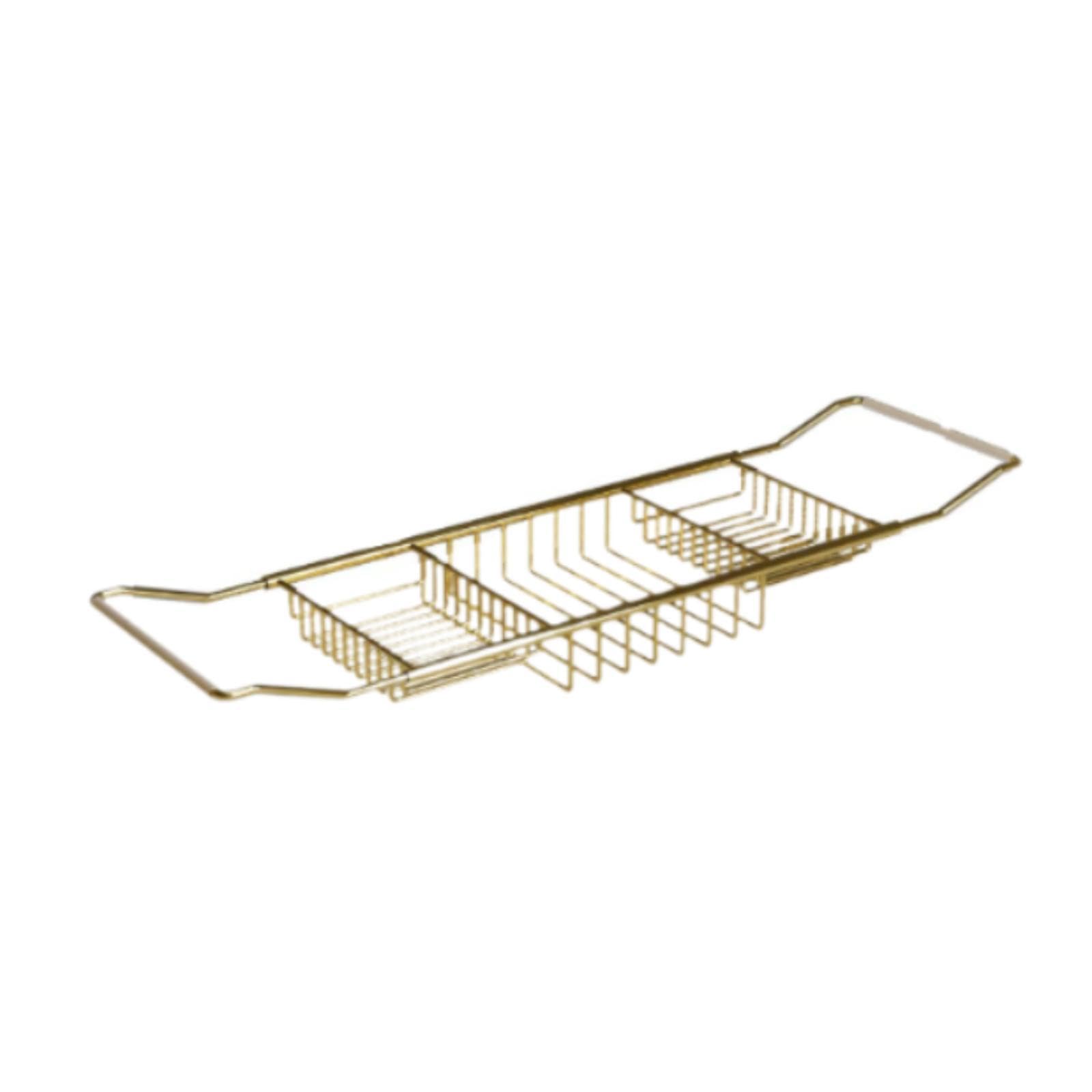 JKJZSALJ Rose Gold Bathtub Tray - Adjustable Over Tub Shelf For Shampoo & Soap Stylish Bathing Rack With Stand Perfect For Relaxing Spa Experience And Home Decor-Gold