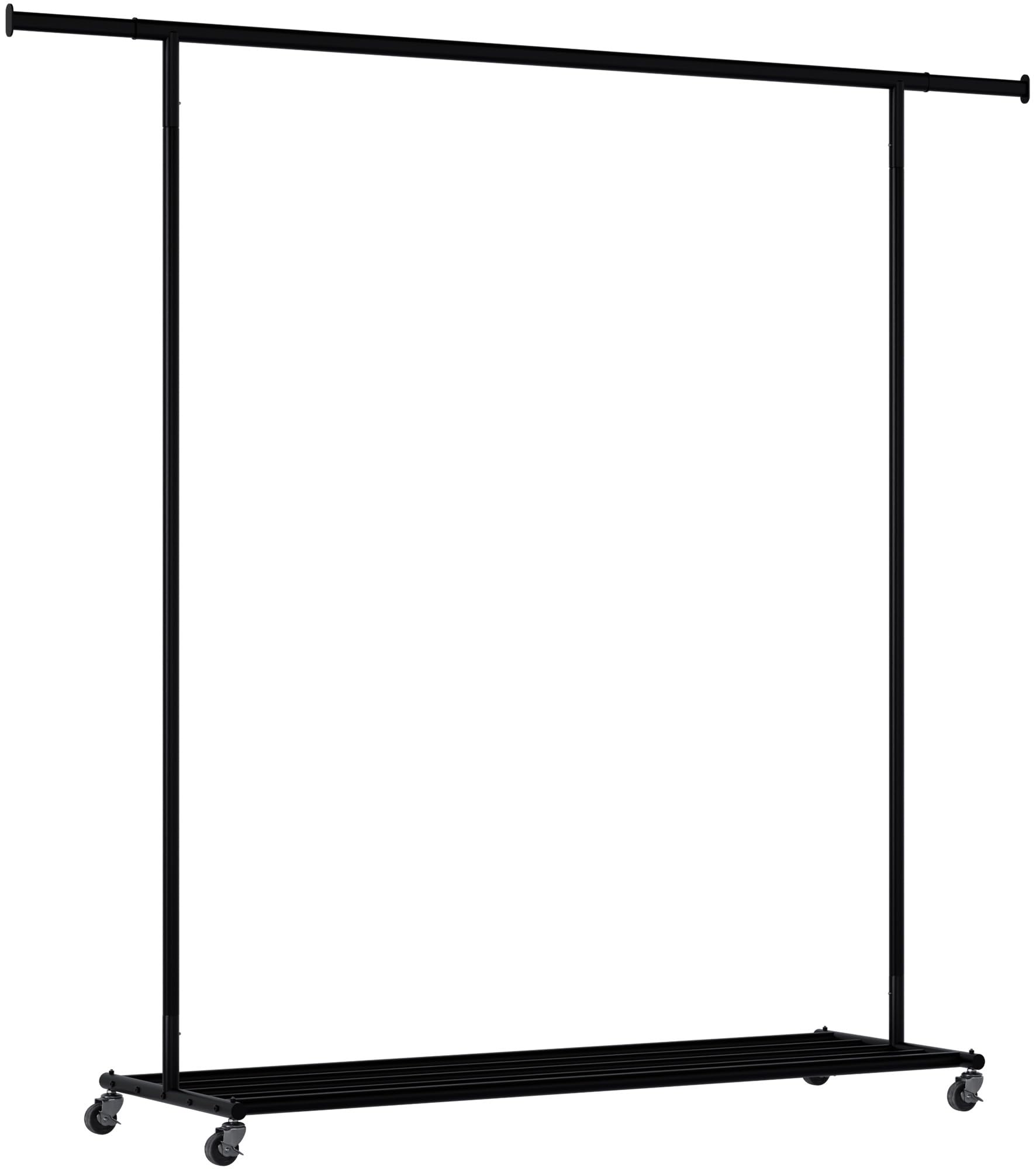 CLP Appendiabiti con ruote Bernis, guardaroba in metallo estensibile, barra robusta fino a 80 kg con ripiano portascarpe, Dimensione:XL
