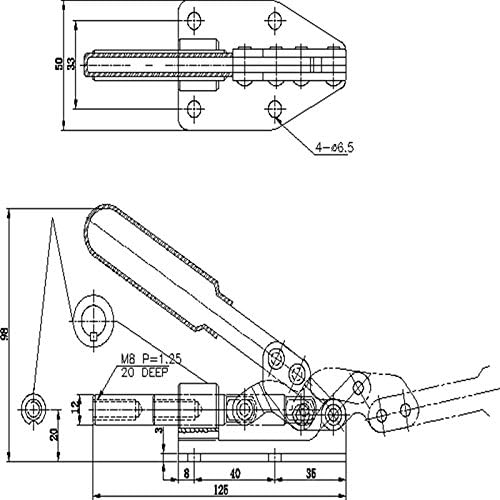 Miniatura 4 de Abrazadera de palanca de empuje y tracción KangTeer Capacidad 396.8 lbs400Lbs 1.181 in Carrera de émbolo Push Pull Tipo Barra de abrazadera Máquina