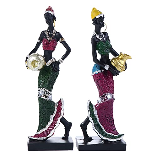 Estatua Africana Tribal Vintage de Resina Plateada 15.7 cm miniatura 4