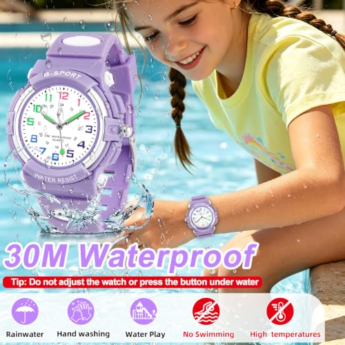 Image of CKV Kids Watch Analog Waterproof Time Teaching for Boys Girls | Acuurate Time Easy to Read with Soft TPU Band Thoughtful Present for Children age 5-15