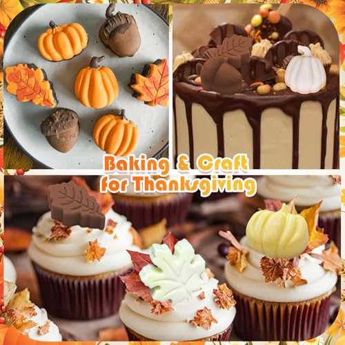 Image of 2PCS Thick Fall Silicone Molds, 9-Cavity Pumpkin Acorn Maple for Soap Craft