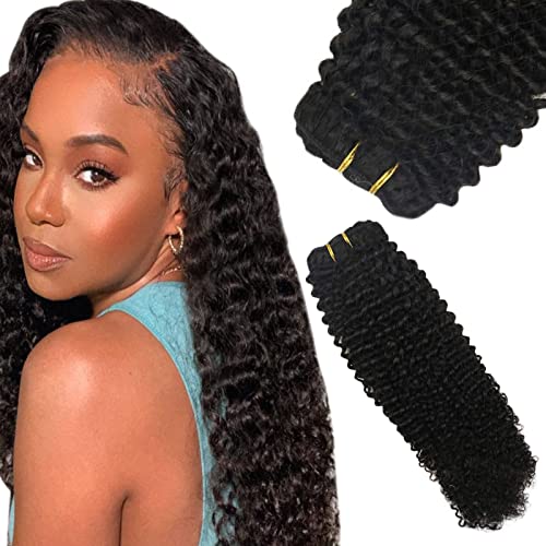 Kinky Curly Hair Extensions Clip in Human Hair, Ugeat Clip in Hair Extensions Natural Black Clip in Human Hair Extensions Curly Clip in Human Hair Extensions 10 Inch 7 Pieces