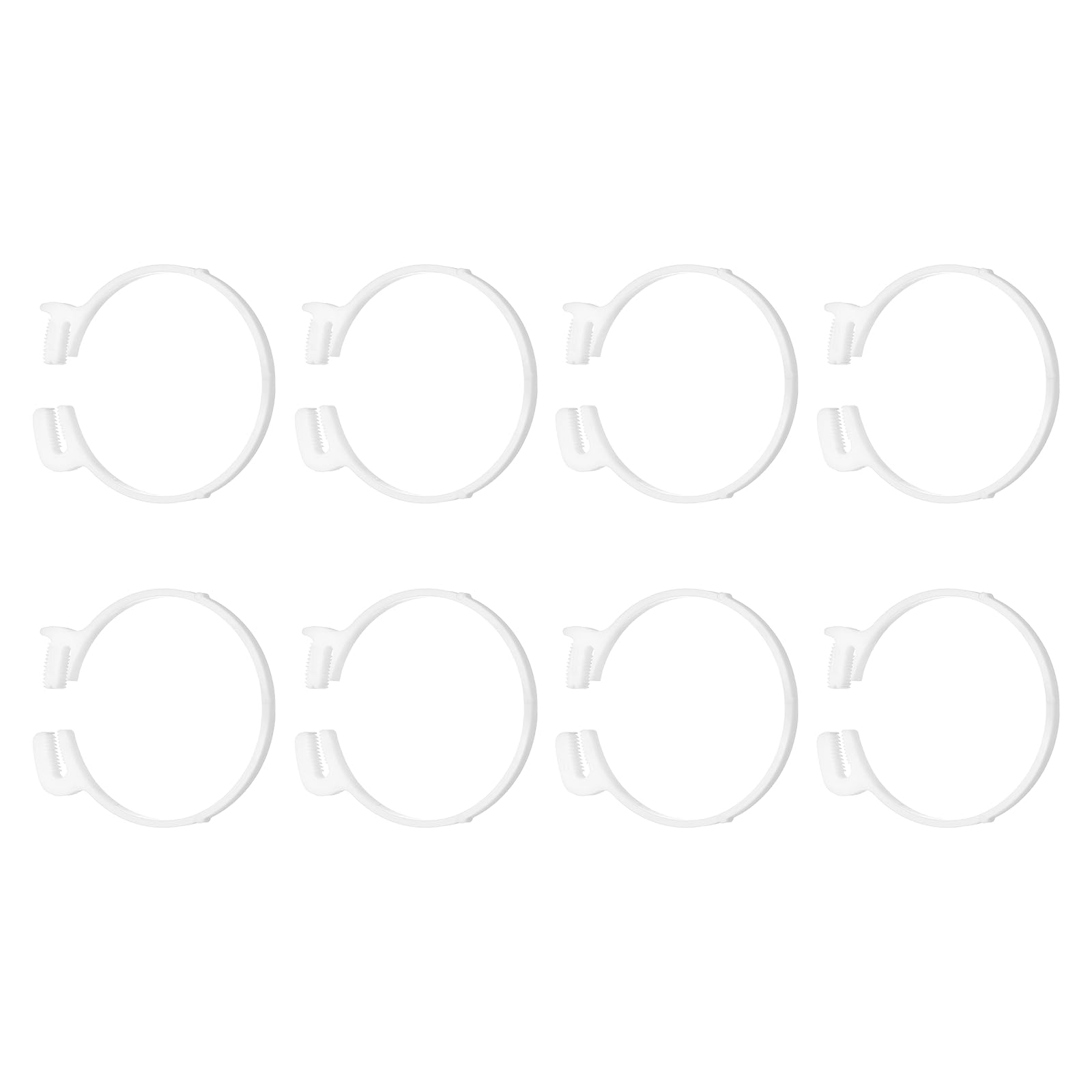 sourcing map 8pcs Double Snap Grip 73.5-76.5mm Heavy Duty Plastic Hose Clamps Ratcheting Adjustable Clamps Kit for Plumbing Automotive Fuel Line, White — image 1