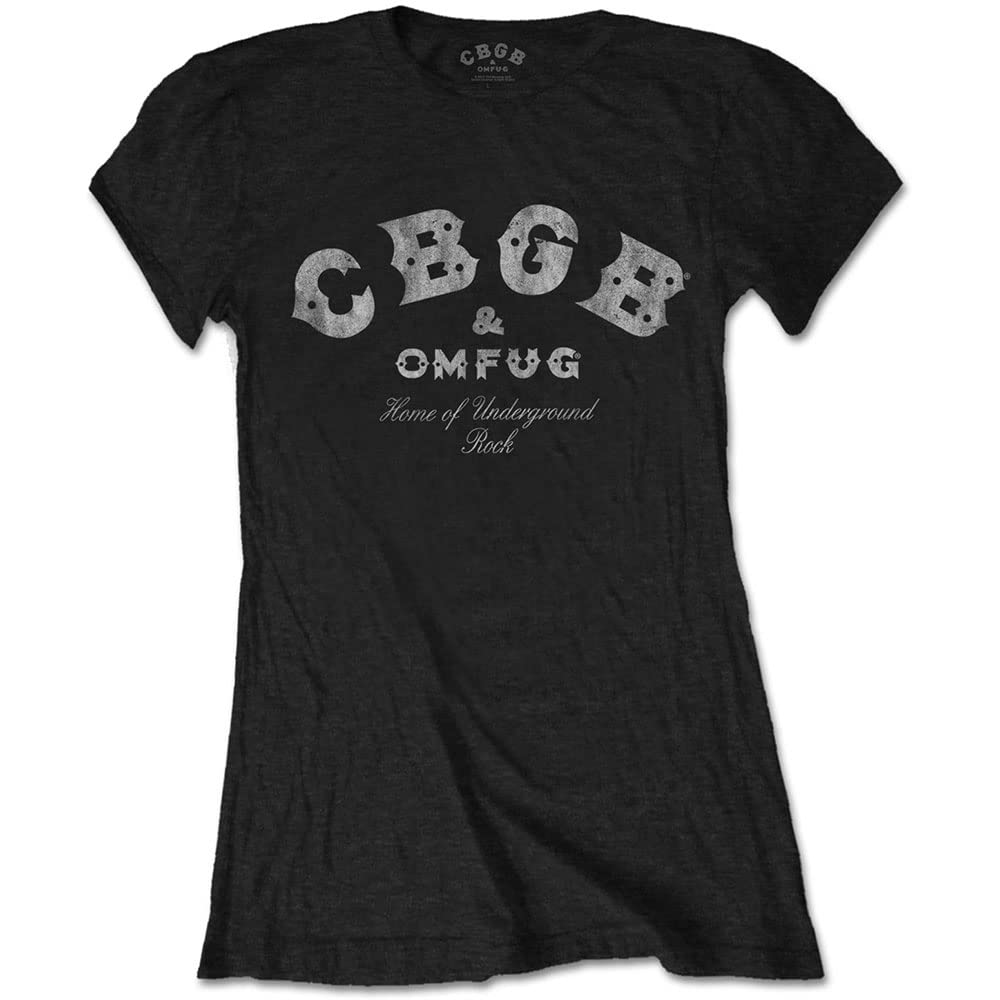 Rockoff Trade Women's CBGB Classic Logo T - Shirt, Black (Black Black), 14