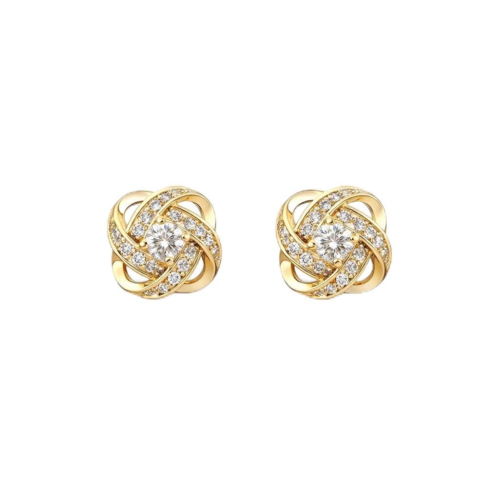 AD American Diamond Stud Earrings for Women & Girls | Korean Gold Earrings | Diamond Studs for Women | Stylish Ear rings Jewellery for Women | Gift for Girlfriend Wife Sister Couple -236-image-11