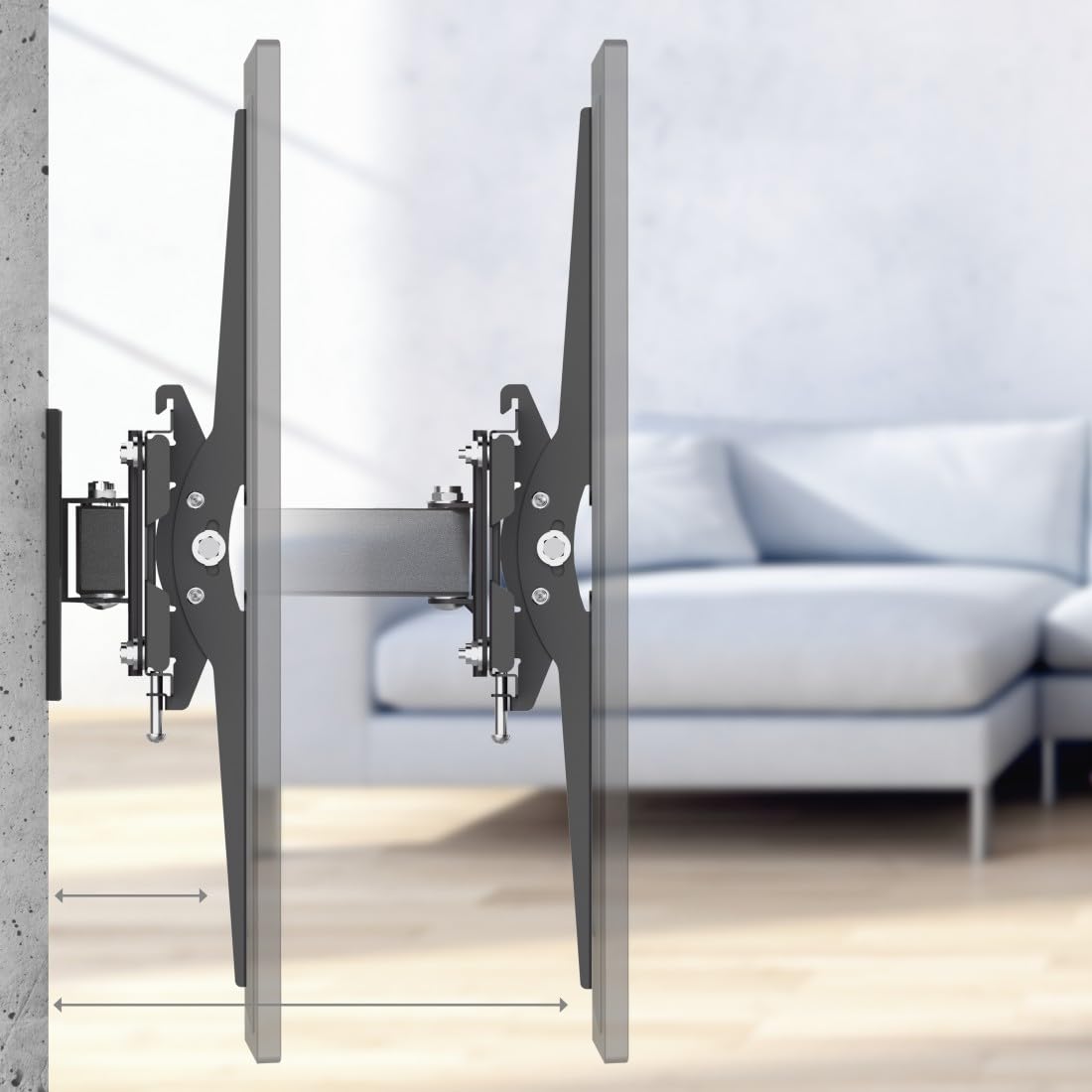 Hama TV Wandhalterung schwenkbar, neigbar, ausziehbar (TV Wandhalterung 32-65 Zoll, VESA 100x100 bis VESA 400x400, bis 30kg, mit Fischer-Dübeln) schwarz