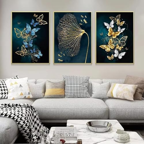 Impression murale papillon triptyque encadré art mural chic 20x30cm